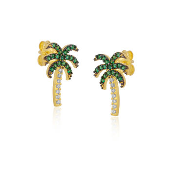 Palm Tree Sterling Silver Stud Earring, 2 of 4