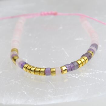 Friendship Crystal Boho Beaded Adjustable Bracelet, 2 of 5