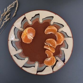 Stoneware Dinner Plate In Green And Earthy Tones, 2 of 7