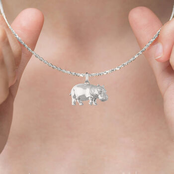 Hippo Necklace In Sterling Silver, 7 of 11