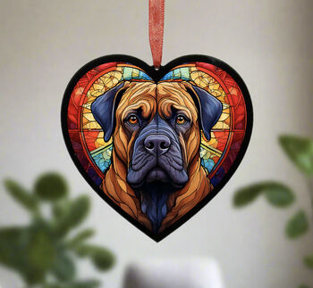Bullmastiff Stained Glass Effect Heart Suncatcher, 2 of 6