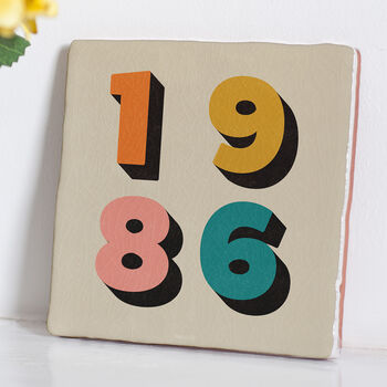 Personalised Milestone Birthday Birth Year Keepsake Tile, 2 of 4