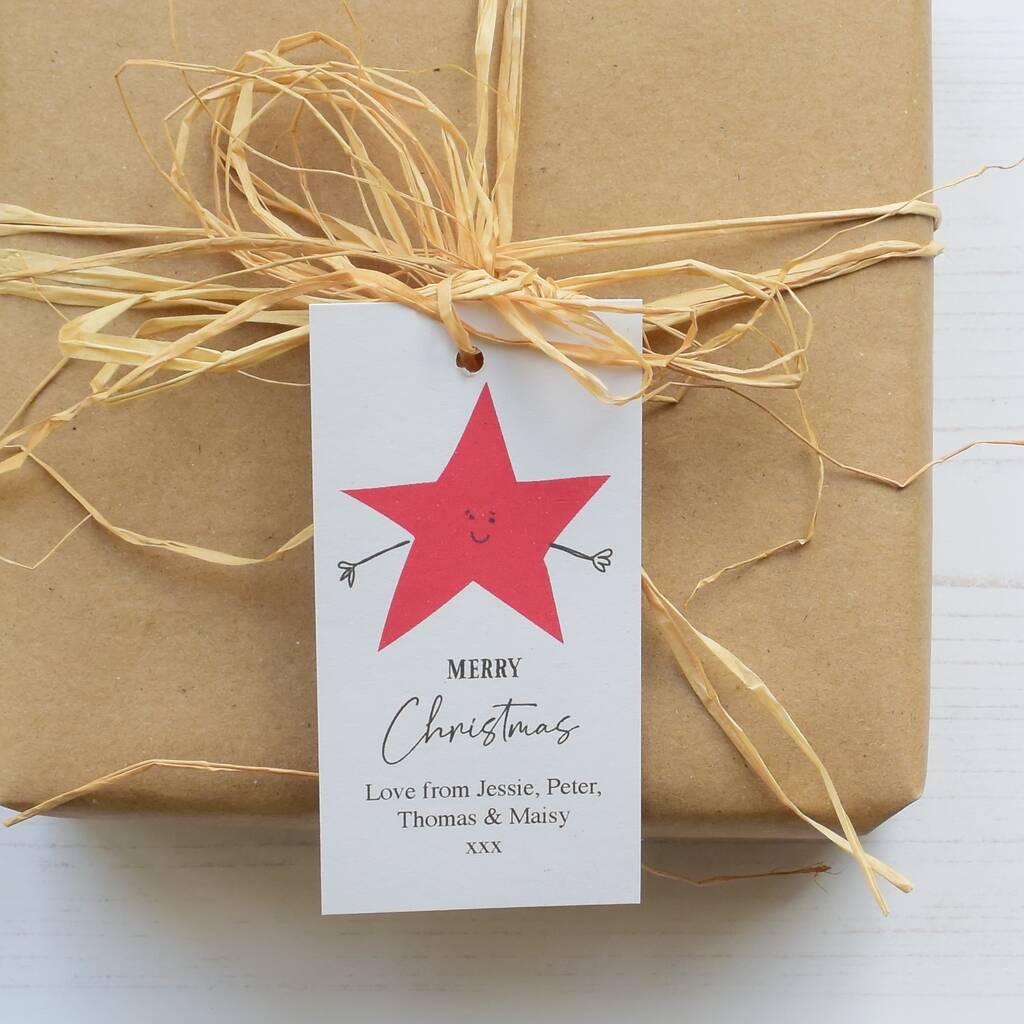 10 Personalised Christmas Star Christmas Gift Tags, 1 of 2