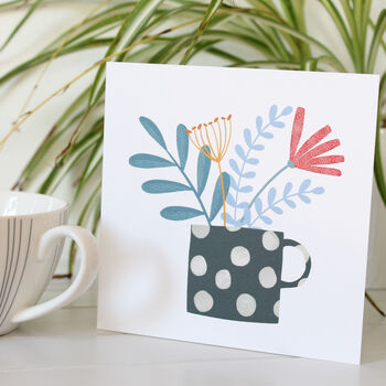 Spotty Mug Floral Greetings Card, 3 of 3