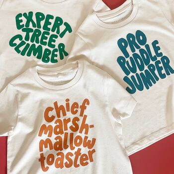 'Chief Marshmallow Toaster' Organic Cotton Kids' T Shirt, 6 of 8