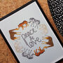 Peace And Love Illustrated Animal Print, thumbnail 1 of 12