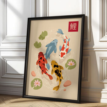 Japanese Wall Art Set Of Three Prints | Tiger, Koi Fish And Crane, 2 of 8