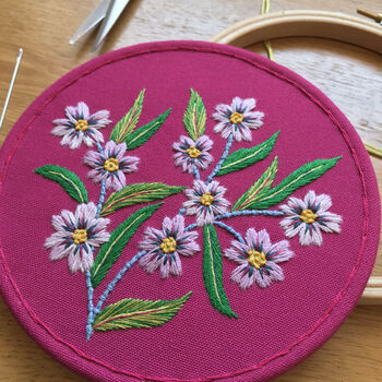 Bright Pink Floral Embroidery Kit, 2 of 5