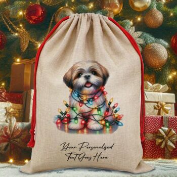 Personalised Lhasa Apso In Christmas Lights, 8 of 10