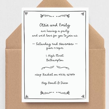 Handwritten Style Invitations Plain Or Plantable Card, 2 of 5