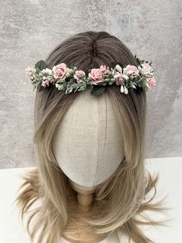 Baby Pink Flower Wedding Crown, 3 of 5