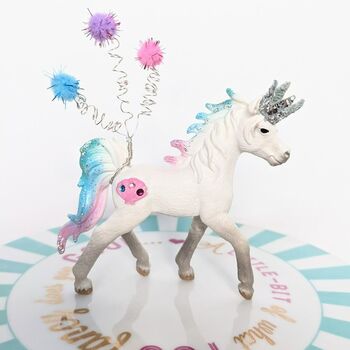 Personalised Party Animal Sea Unicorn Cake Topper, 3 of 4