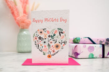 Mothers Day Plantable Flower Heart Seed Paper Card, 2 of 5