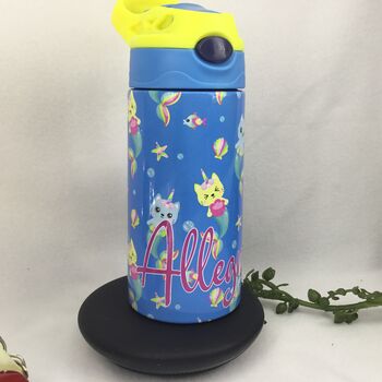 Cat Mermaid Named Insulated Water Bottle Thermos, 5 of 10