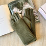 Suede Touch Screen Gloves With Knitted Cuff, thumbnail 2 of 8