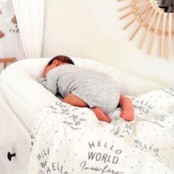 Muslin Swaddle Baby Blanket Hello World Newborn Gift, 8 of 10