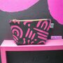 Small Cosmetic Bag Pink Squiggles On Dark Grey, thumbnail 1 of 3