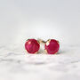 14k Solid Gold Ruby Stud Earrings, thumbnail 9 of 12