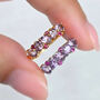 Pink Ruby And Amethyst Pear Cut Half Eternity Band In Sterling Silver And Gold, thumbnail 1 of 12