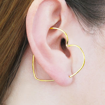 Round Geometric Gold Plated Silver Hoop Earrings, 5 of 10