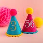 Colourful Felt Any Age Birthday Party Hat, thumbnail 1 of 4