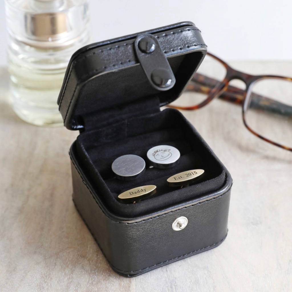 Men's Personalised Black Travel Cufflink Box By Lisa Angel