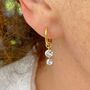 Karma Solid Gold Hoop Earrings With Three Diamonds, thumbnail 1 of 5