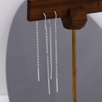 Sterling Silver U Shape Threader Earrings, 3 of 12