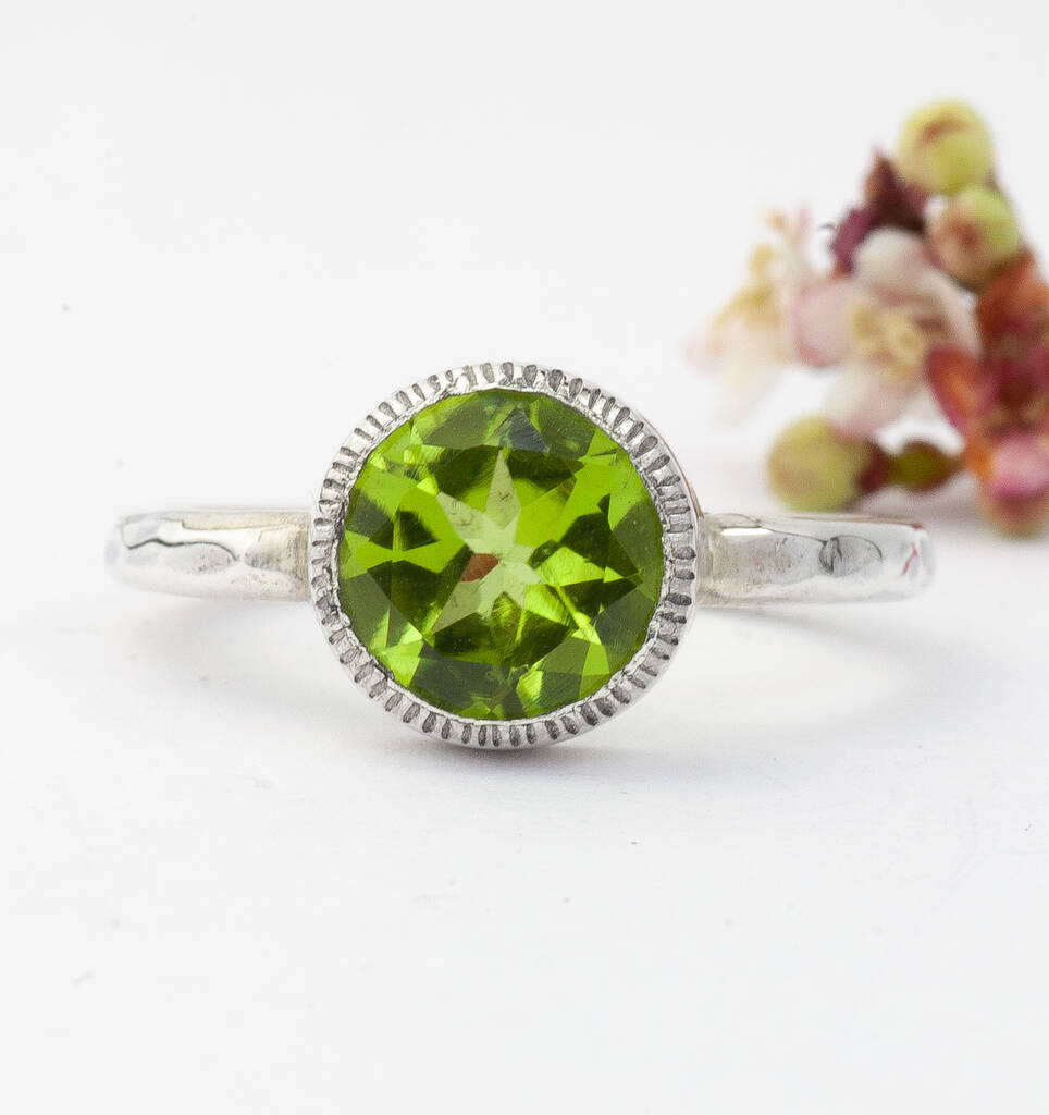 Solitaire Peridot Ring In Sterling Silver, 1 of 3