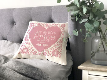 Personalised Wedding Anniversary Floral Heart Cushion, 5 of 8