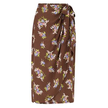 Deanna Skirt In Brown Floral Vintage 1940s Style, 2 of 3