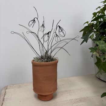 Wire Snowdrops In Handmade Terracotta Pot, 8 of 8