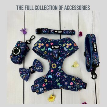 Navy And Pink Floral Dog Collar Bow Tie, 5 of 5