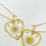 Heart Earrings With Daisies And Gold Beads, thumbnail 6 of 12