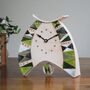 Large Mantel Clock In Shades Of Green Triangle Motif, thumbnail 3 of 8