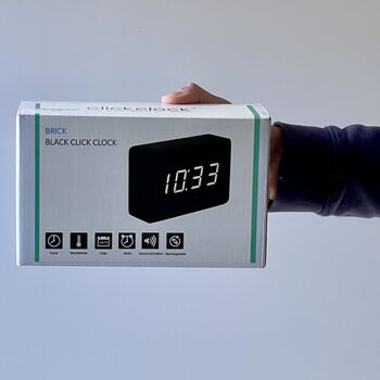 Brick Black Click Clock White LED, 4 of 7