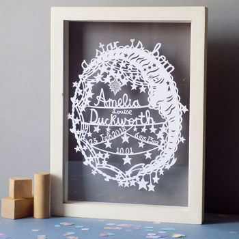 Personalised New Baby Starry Moon Paper Cut, 3 of 9