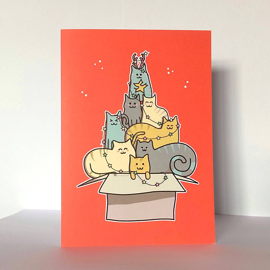 Pack Of Eight Cute Cats Christmas Cards By Flaming Imp