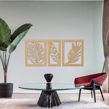 Wooden Botanical Wall Art Leaves Set Gift For Home Or Bedroom, 7 of 9