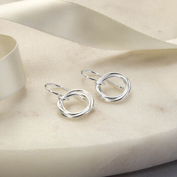 Sterling Silver Simple Dangly Rings Earrings, 2 of 3