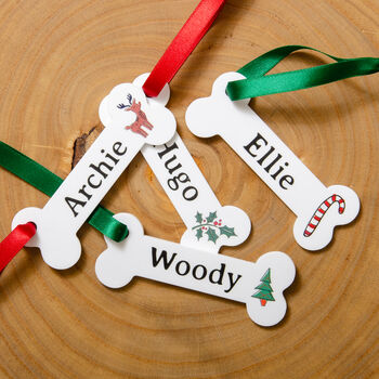 Personalised Dog Bone Christmas Tree Decoration, 4 of 9