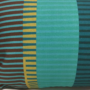 Combed Striped Cushion, Teal, Turquoise + Olive, 2 of 5