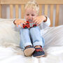 Dotty Fish Fire Engine Soft Leather Baby Shoes With Barefoot Soles, thumbnail 3 of 8