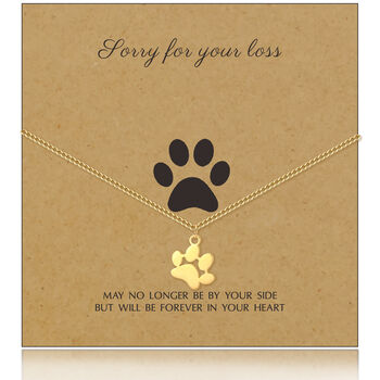 Dog Memorial Necklace Paw Print Pendant Design In Gold And Silver, 3 of 7