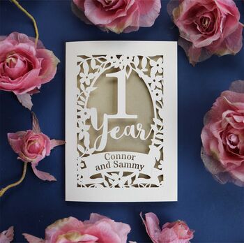 Papercut One Year Paper Anniversary Card In Cream, 9 of 9