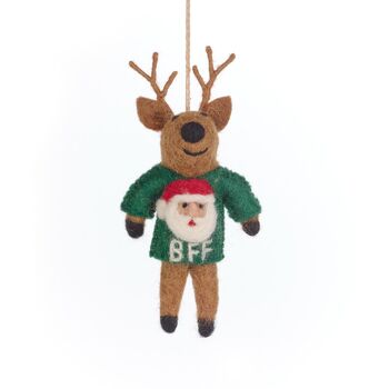 Handmade Felt Bff Reindeer Decoration, 2 of 3