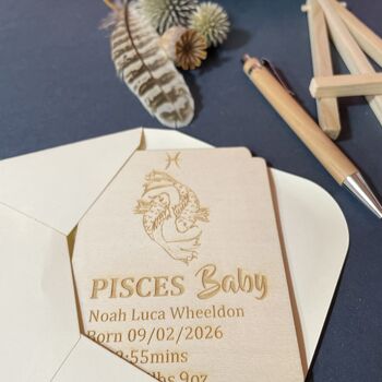 Personalised Pisces New Baby Celebration Wooden Plaque, 6 of 7
