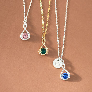 Sterling Silver Infinity Ring Birthstone Necklace, 4 of 12