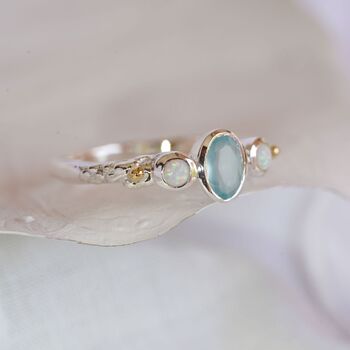 White Opal Ring With Aqua Chalcedony, 4 of 8