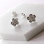 Plumeria Flower Sterling Silver Stud Earrings Cz Centre, thumbnail 1 of 10